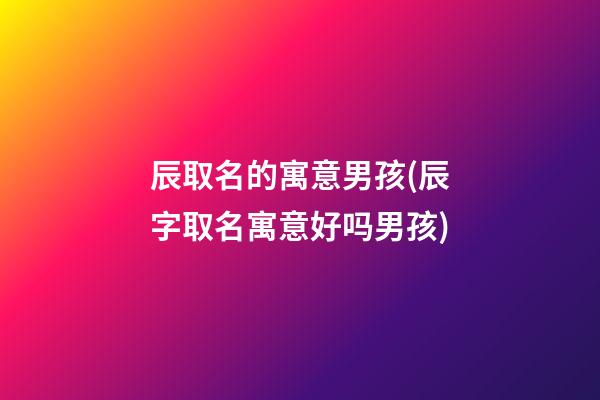辰取名的寓意男孩(辰字取名寓意好吗男孩)