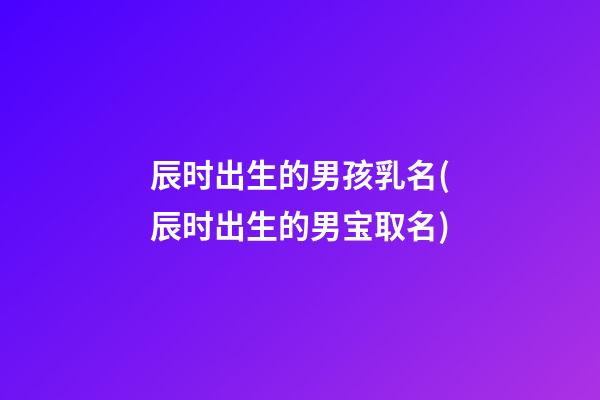 辰时出生的男孩乳名(辰时出生的男宝取名)