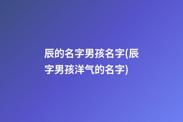 辰的名字男孩名字(辰字男孩洋气的名字)
