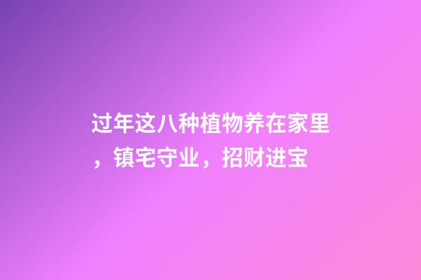 过年这八种植物养在家里，镇宅守业，招财进宝