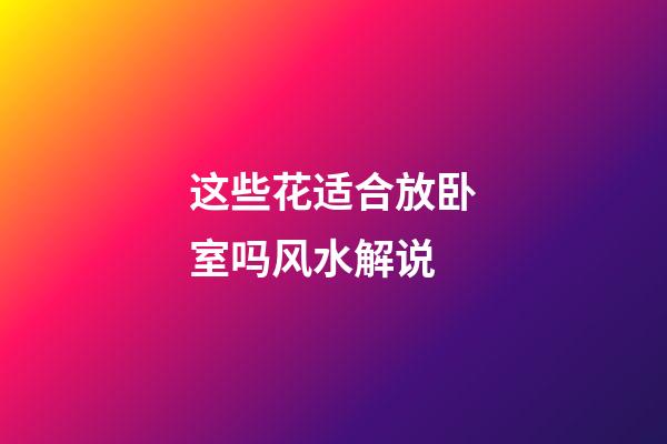 这些花适合放卧室吗风水解说