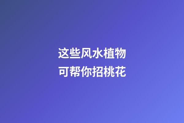 这些风水植物可帮你招桃花