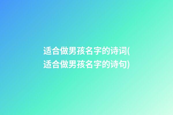 适合做男孩名字的诗词(适合做男孩名字的诗句)
