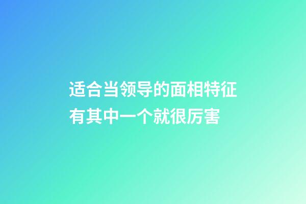适合当领导的面相特征有其中一个就很厉害