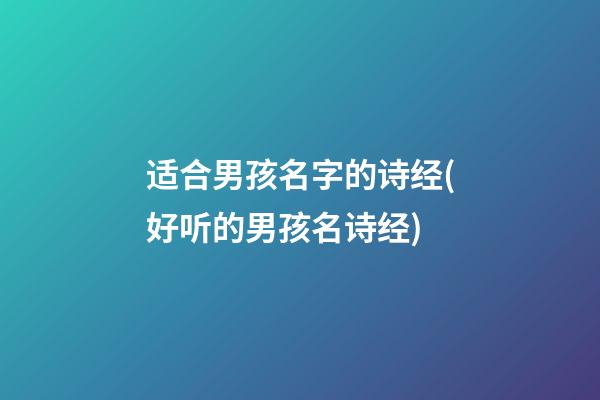 适合男孩名字的诗经(好听的男孩名诗经)