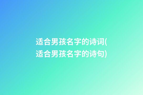 适合男孩名字的诗词(适合男孩名字的诗句)