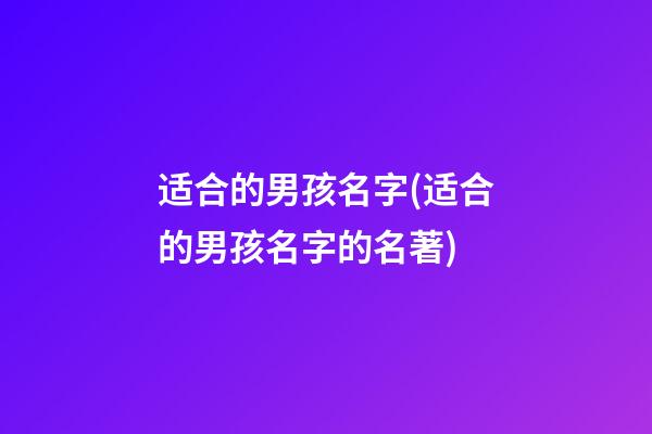 适合的男孩名字(适合的男孩名字的名著)