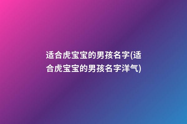 适合虎宝宝的男孩名字(适合虎宝宝的男孩名字洋气)