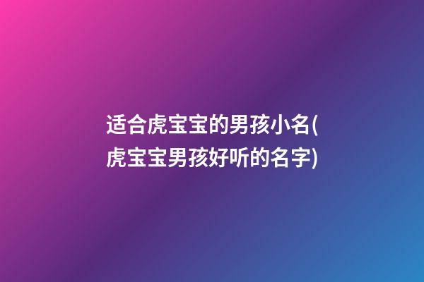 适合虎宝宝的男孩小名(虎宝宝男孩好听的名字)