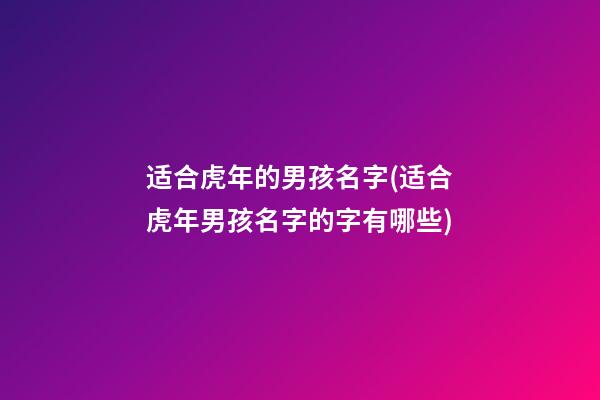 适合虎年的男孩名字(适合虎年男孩名字的字有哪些)