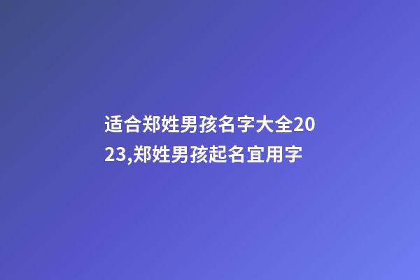 适合郑姓男孩名字大全2023,郑姓男孩起名宜用字
