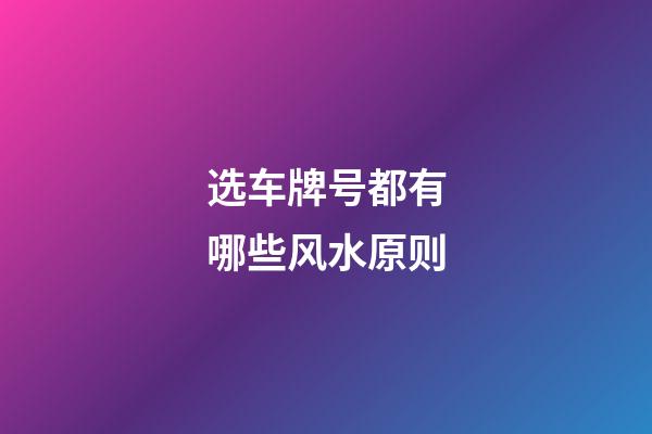 选车牌号都有哪些风水原则