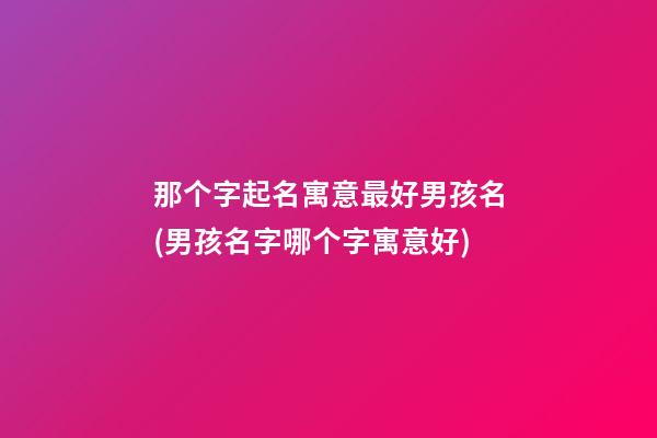 那个字起名寓意最好男孩名(男孩名字哪个字寓意好)