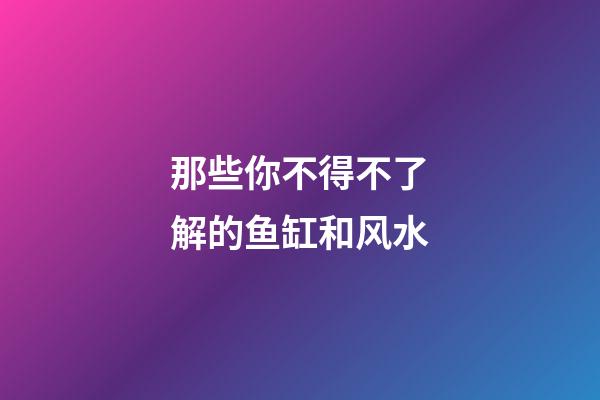 那些你不得不了解的鱼缸和风水