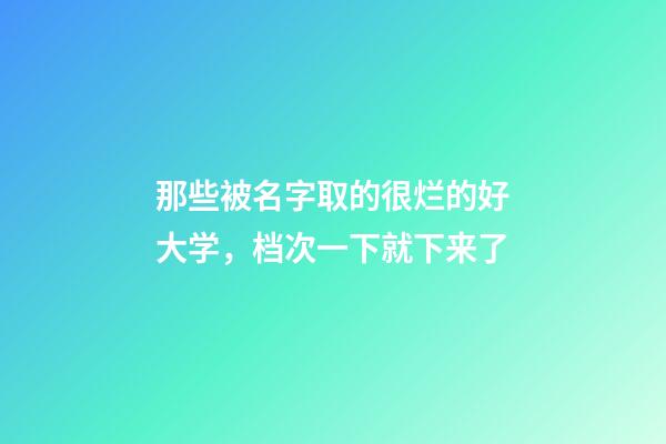 那些被名字取的很烂的好大学，档次一下就下来了