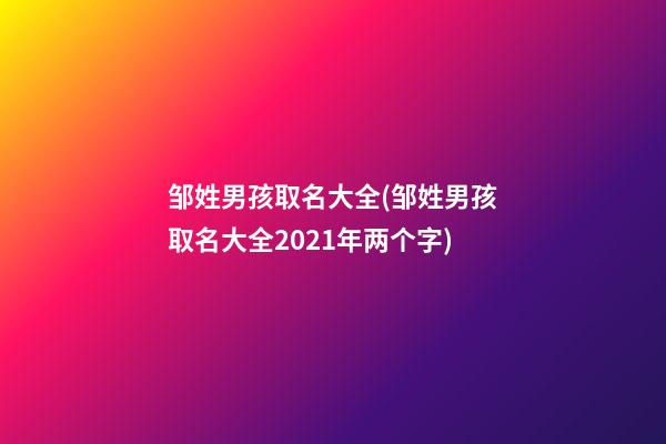 邹姓男孩取名大全(邹姓男孩取名大全2021年两个字)