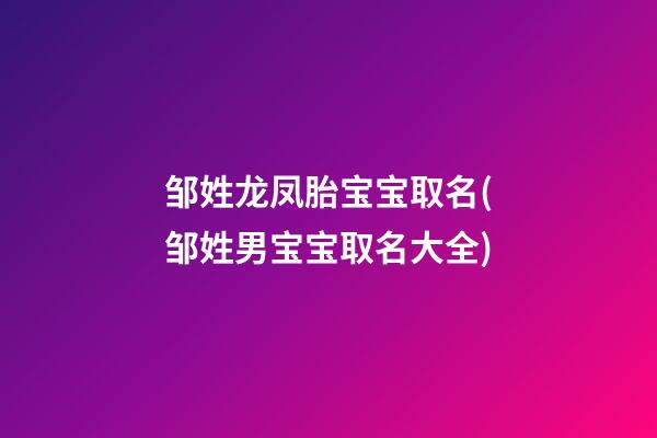 邹姓龙凤胎宝宝取名(邹姓男宝宝取名大全)
