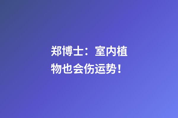 郑博士：室内植物也会伤运势！