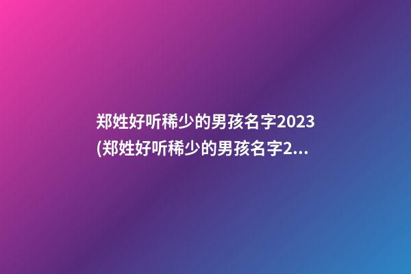 郑姓好听稀少的男孩名字2023(郑姓好听稀少的男孩名字2021)