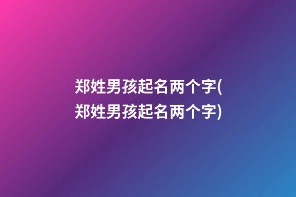 郑姓男孩起名两个字(郑姓男孩起名两个字)