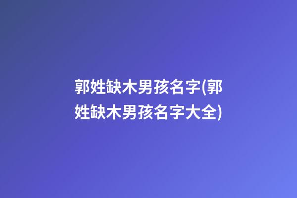 郭姓缺木男孩名字(郭姓缺木男孩名字大全)