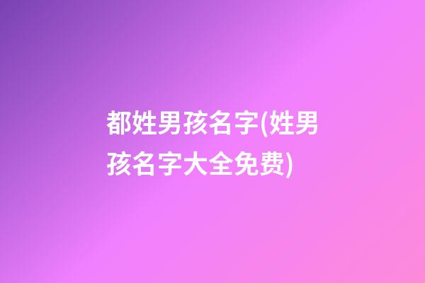 都姓男孩名字(姓男孩名字大全免费)