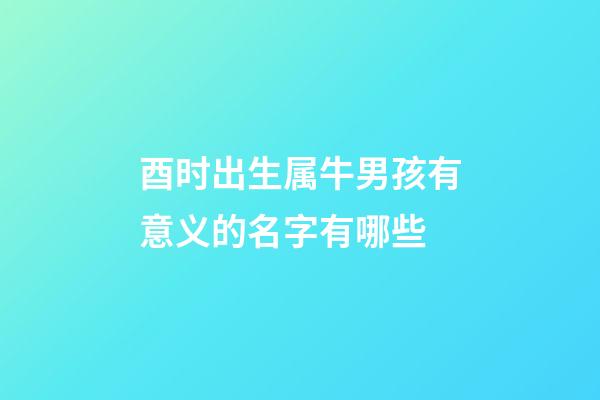 酉时出生属牛男孩有意义的名字有哪些
