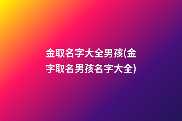 金取名字大全男孩(金字取名男孩名字大全)