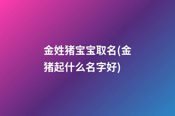 金姓猪宝宝取名(金猪起什么名字好)