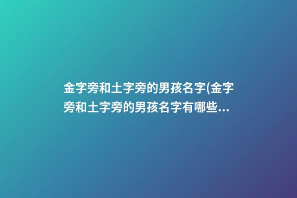 金字旁和土字旁的男孩名字(金字旁和土字旁的男孩名字有哪些)