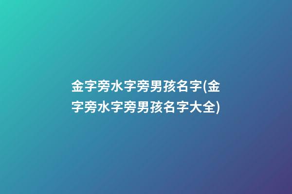 金字旁水字旁男孩名字(金字旁水字旁男孩名字大全)