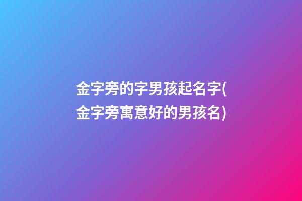 金字旁的字男孩起名字(金字旁寓意好的男孩名)