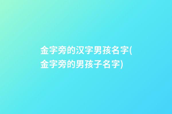 金字旁的汉字男孩名字(金字旁的男孩子名字)