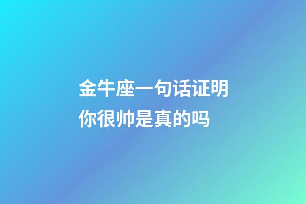金牛座一句话证明你很帅是真的吗-第1张-星座运势-玄机派