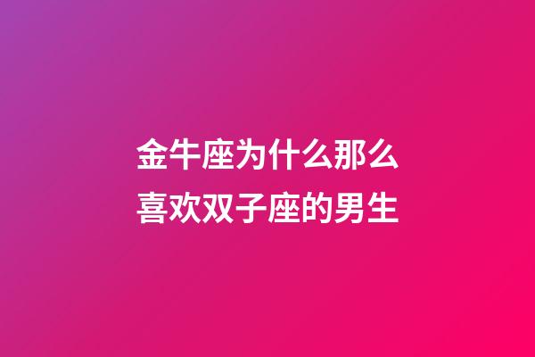 金牛座为什么那么喜欢双子座的男生-第1张-星座运势-玄机派