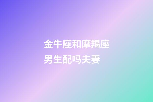 金牛座和摩羯座男生配吗夫妻-第1张-星座运势-玄机派