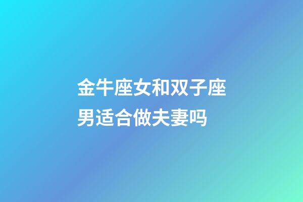 金牛座女和双子座男适合做夫妻吗-第1张-星座运势-玄机派