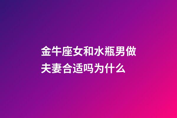 金牛座女和水瓶男做夫妻合适吗为什么-第1张-星座运势-玄机派