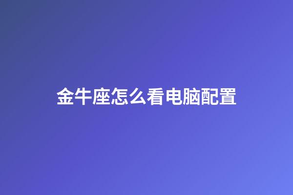 金牛座怎么看电脑配置