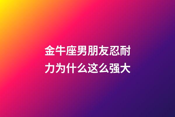 金牛座男朋友忍耐力为什么这么强大-第1张-星座运势-玄机派