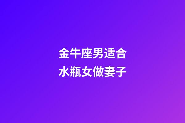 金牛座男适合水瓶女做妻子-第1张-星座运势-玄机派