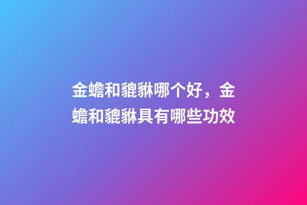 金蟾和貔貅哪个好，金蟾和貔貅具有哪些功效