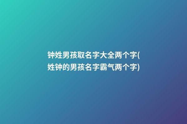 钟姓男孩取名字大全两个字(姓钟的男孩名字霸气两个字)