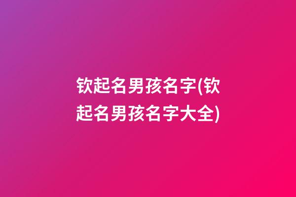 钦起名男孩名字(钦起名男孩名字大全)