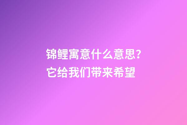 锦鲤寓意什么意思？它给我们带来希望