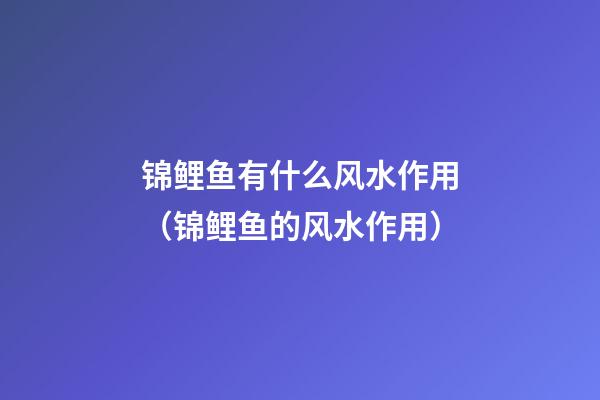 锦鲤鱼有什么风水作用（锦鲤鱼的风水作用）