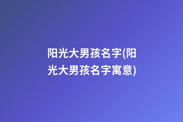 阳光大男孩名字(阳光大男孩名字寓意)