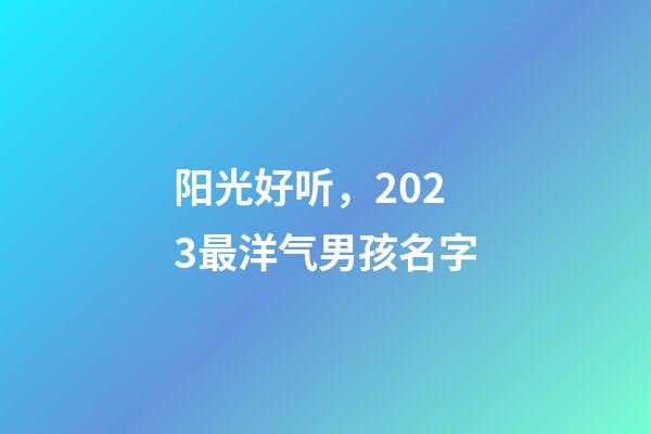 阳光好听，2023最洋气男孩名字