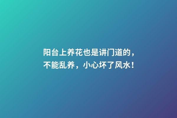 阳台上养花也是讲门道的，不能乱养，小心坏了风水！