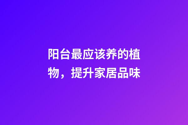 阳台最应该养的植物，提升家居品味